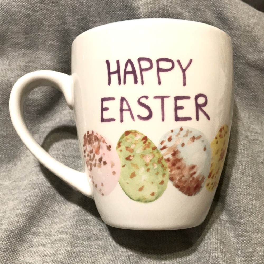 Happy Easter White Ceramic Mug Bunny Rabbit Eggs Spring Secret Celebrity